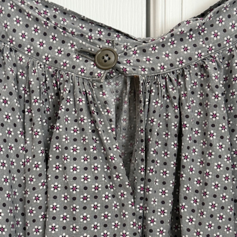 Vintage Ren Faire Prairie Maxi Skirt Womens Size M Grey Floral Eyelet Lace Trim - Picture 4 of 7